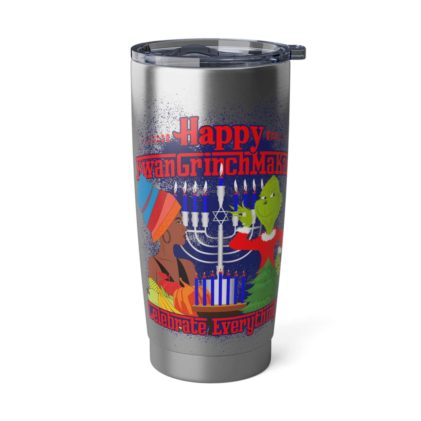 KwanGrinchMakah Celebration 20oz Tumbler - Festive 'Celebrate Everything' Holiday Travel Cup