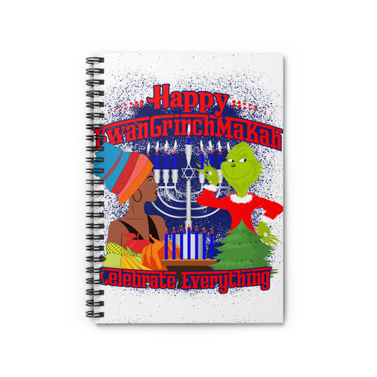 Spiral Notebook KwanGrinchMakah Notebook Holiday Celebration Ruled Notebook